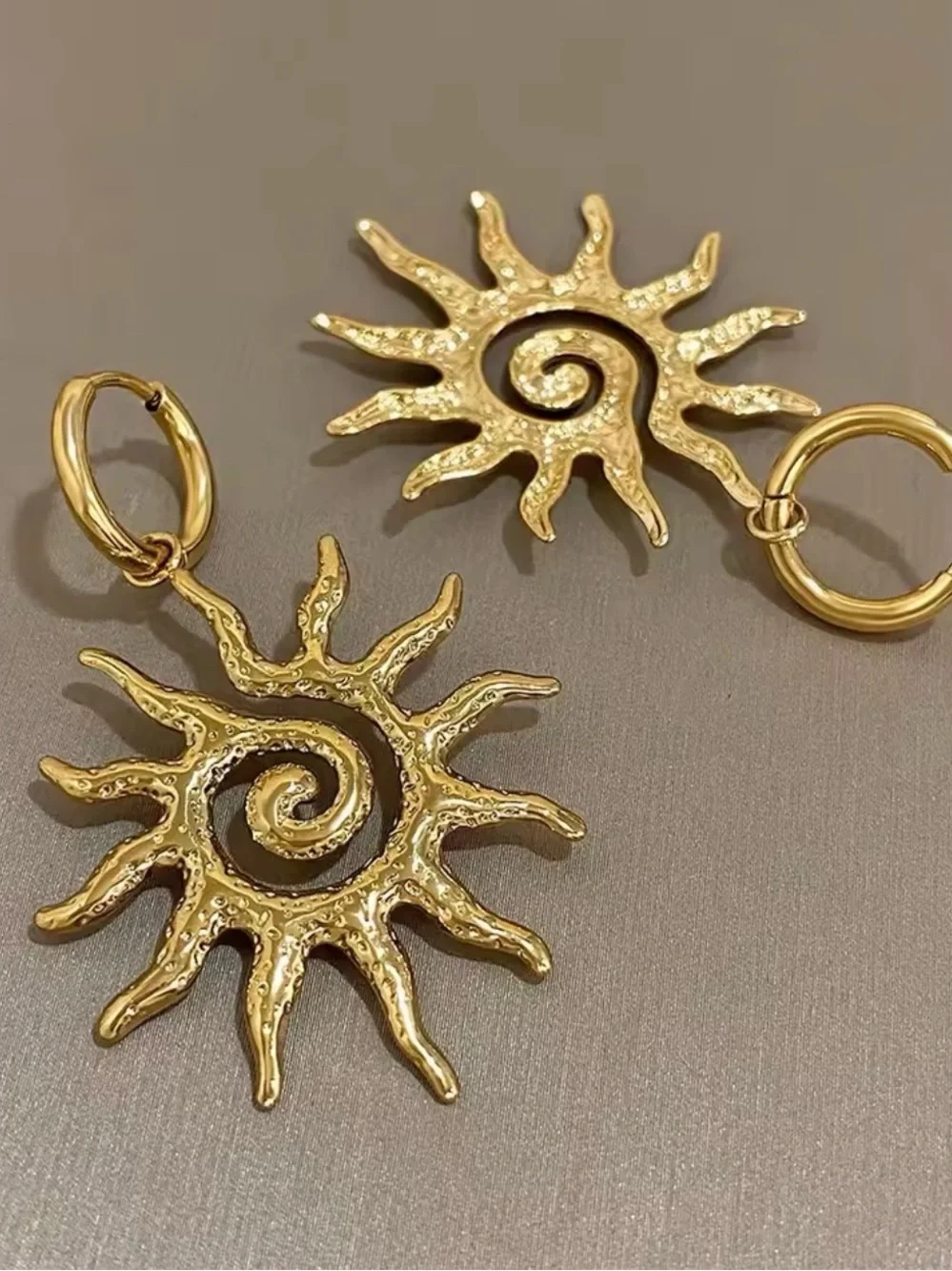 Gold Sunburst Dangle Earrings